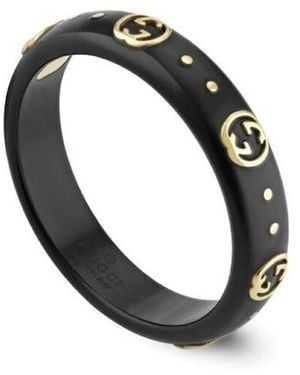 Gucci Icon 18Kt And Corundum Ring - Black