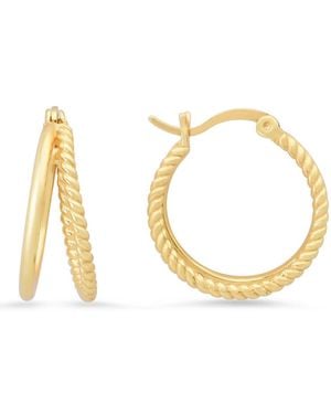Kylie Harper 14K Over Twisted Rope Double Hoop Earrings - Metallic