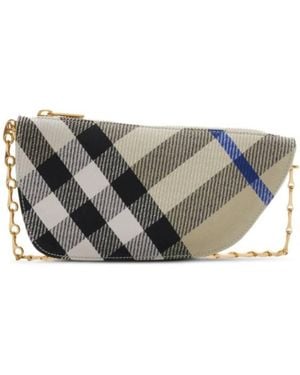 Burberry Shield Check-Pattern Mini Bag - Grey