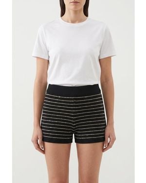 Brunello Cucinelli Striped Knit Shorts, Size Medium - White