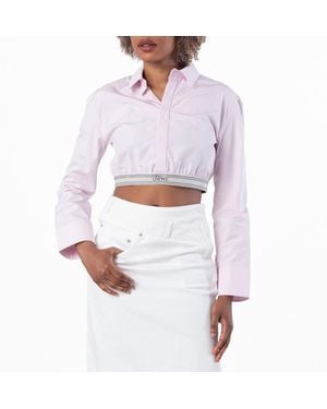 Loewe Logo Elastic Collar Cropped Shirt, Brand Size 36 Us - Pink