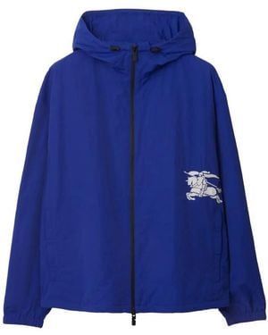 Burberry Equestrian Knight Logo Hooded Jacket - Blue