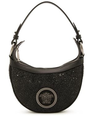 Versace Crystal Repeat Mini Hobo Bag - Black