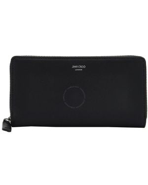 Jimmy Choo Phelix Zip-Around Leather Wallet - Black