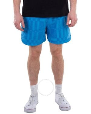 Burberry Above-knee Check Pattern Cotton Shorts - Blue