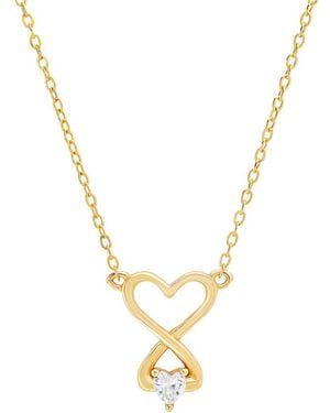 Kylie Harper 14K Over Cz Infinity Love Heart Necklace - Metallic