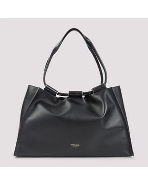 Giorgio Armani Leather Shopping Bag - Black