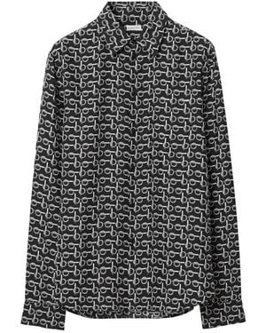 Burberry All-Over Graphic Print B-Line Silk Shirt - Black