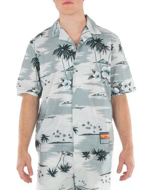 Maison Kitsuné Seafoam Design Island-Print Shirt - Blue