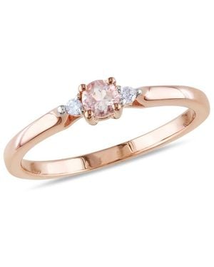 Amour Round Cut Morganite And Diamond Accent Ring - Pink