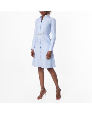 Bally Casual Belted Cotton Shirt Dress - Blue