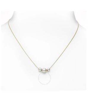 Mikimoto Akoya Three Pearl Station Necklace - Metallic