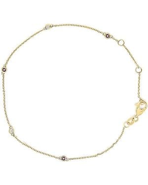 Haus of Brilliance 14K Alternating Ruby And Diamond Bezel Station Chain Bracelet - Metallic