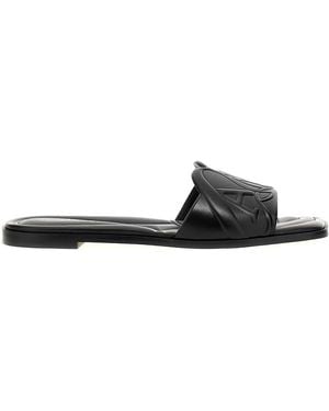 McQueen The Seal Embossed Slip-On Slides, Brand Size 36 Us - Black