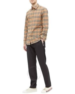 Burberry Small Scale Check Stretch Cotton Long-sleeve Shirt - Natural