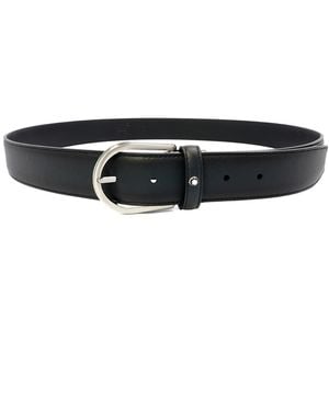 Montblanc Horseshoe Buckle 35 Leather Belt - Black