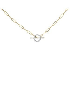 Haus of Brilliance 14Kt 1/4 Cttw Diamond Toggle Clasp Paperclip Link Necklace - Metallic