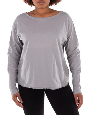 The Good Tee The Effortless V-Neck Long Sleeve Tee - Gray