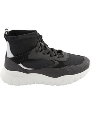 Bally Ladies Bienne Panelled Hi-Top Trainers - Black