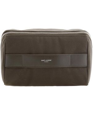 Saint Laurent Paris Cotton Toiletry Pouch - Green