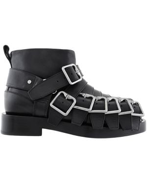 Burberry Buckled Leather Biker Boots, Brand Size 35 Us - Black
