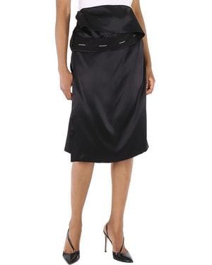 Burberry Ladies Silk Satin Foldover Skirt, Brand Size 6 (Us - Black