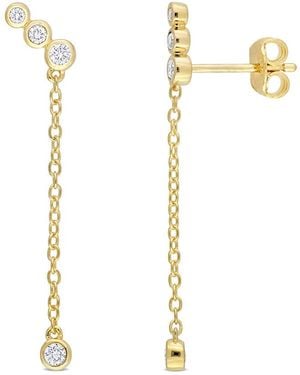Created Forever 1/5 Ct Tgw Lab Created Diamond Dangle Earrings Iin 18K Plated Sterling - Metallic