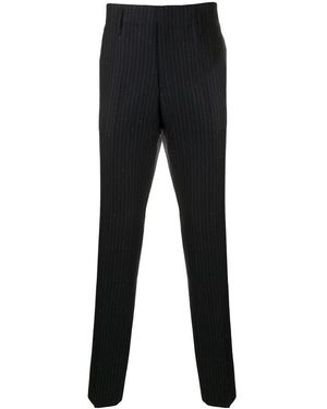 Ferragamo Pinstriped Straight-Leg Trousers - Black
