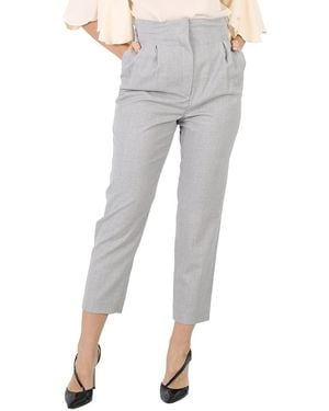 Burberry Ladies Heather Melange Cutout Detail Wool Tailored Trousers, Brand Size 10 (Us - Grey