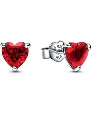 PANDORA Ladies Heart Stud Earrings - Red
