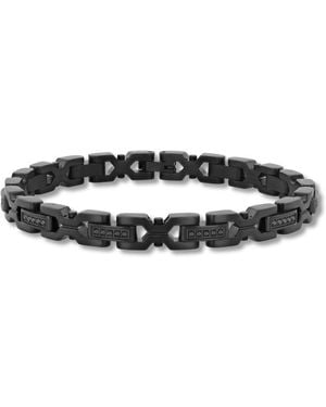 Robert Alton 1/2Ctw Diamond Stainless Steel With Finish & Forged Carbon Fibre Bracelet - Black