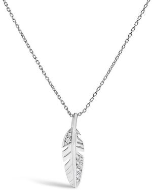 Haus of Brilliance 14K Diamond Accent Feather Pendant Necklace - Metallic