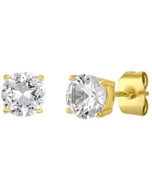 Robert Alton Stainless Steel With Finish Round Created Sapphire Stud Earrings - Metallic