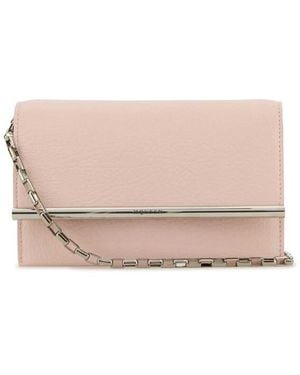 McQueen Leather Mini Cross-Bar Clutch - Pink