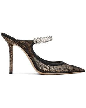 Jimmy Choo Bing 100 Embellished Mesh High Heel Mules, Brand Size 35 Us - Brown