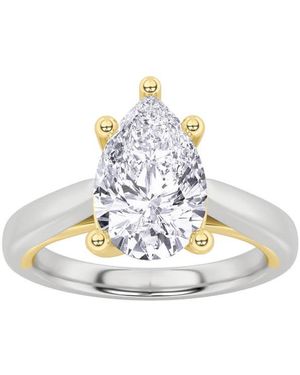 Mure And Co 1Ctw Pear Shaped Lab Grown Diamond (F/Vs) Two Tone Cathedral Shank Engagement Ring - Metallic