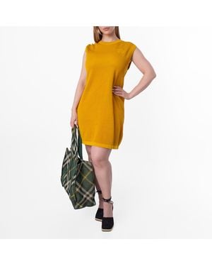 Burberry Ekd-Embroidered Cotton Mesh Dress - Yellow