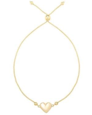 Kylie Harper Ladies 14K Petite Puffed Heart Adjustable Bracelet - Metallic