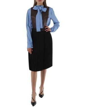 Burberry Ladies Dark Mocha Plonge Lambskin And Wool Blend Pinafore Dress, Brand Size 6 (Us - Black