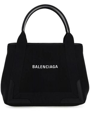 Balenciaga Small Cabas Logo Print Tote Bag - Black