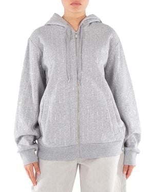 Michael Kors Long Sleeve Zip-Up Hoodie - Gray