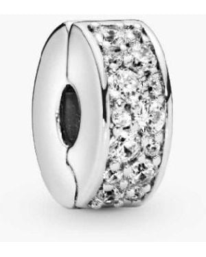 PANDORA Clip With Clear Cubic Zirconia And Silicone Grip - White
