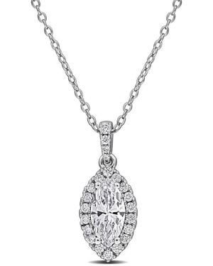 Created Forever 1Ct Tgw Marquise And Round-Cut Lab Grown Diamond Halo Pendant With Chain - Metallic