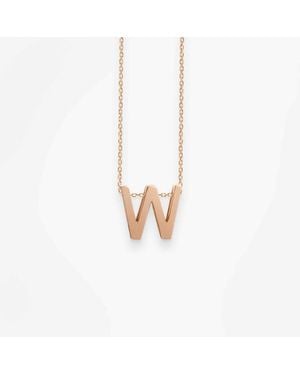 Vanrycke Ladies Abecedaire Rose Letter W Necklace - White