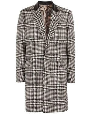Roberto Cavalli Houndstooth Single-Breasted Coat, Brand Size 48 Us - Grey