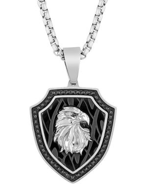 Robert Alton 1/2Ctw Diamond Stainless Steel Finish Eagle Sheild Pendant - Metallic