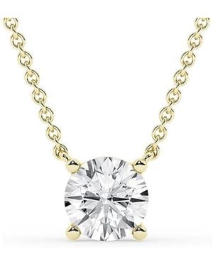 Brilliant Diamond 1 Carat Round Lab Grown Diamond Pendant Necklace - Metallic