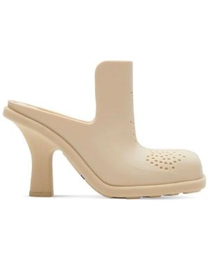 Burberry Highland Equestrian Knight Square-Toe Mules, Brand Size 37 Us - White