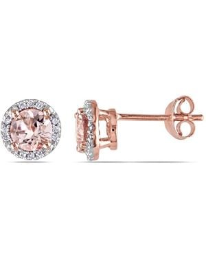 Amour Morganite And Diamond Halo Stud Earrings - Pink