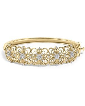 Haus of Brilliance 14K 1.00 Cttw Diamond Vintage Inspired Floral Bangle Bracelet - Metallic